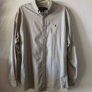 Vintage Polo Ralph Lauren Ellington Cream/Navy Button Down Shirt Men’s Size XL